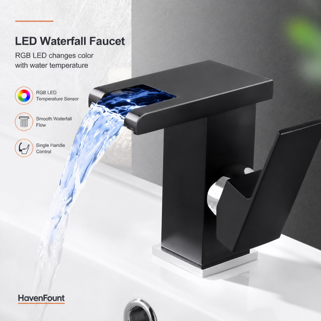 HavenFount SUS304 Black Bathroom Basin Faucet | HF-0037