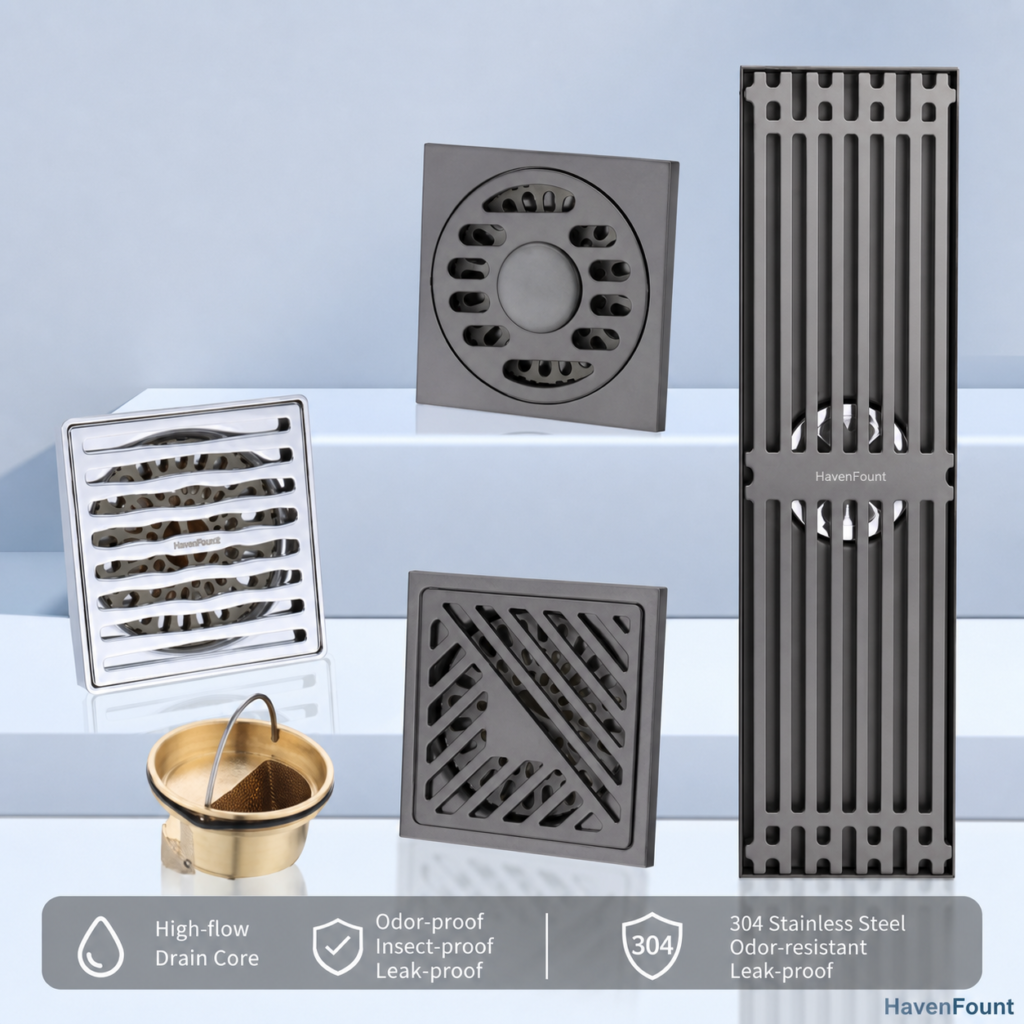 HavenFount SUS304 Gunmetal Bathroom Drainage Fitting | HF-0042