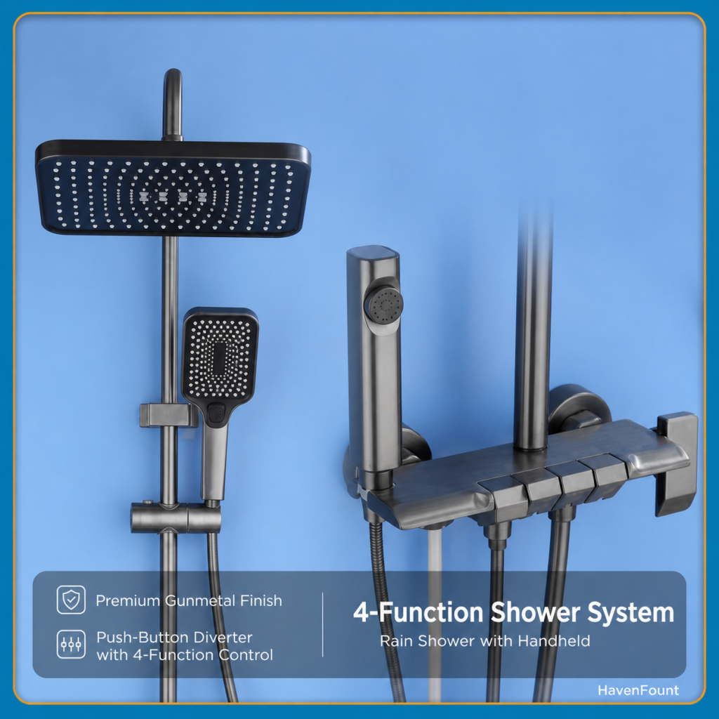 HavenFount Brass Gunmetal Bathroom Shower System | HF-0044