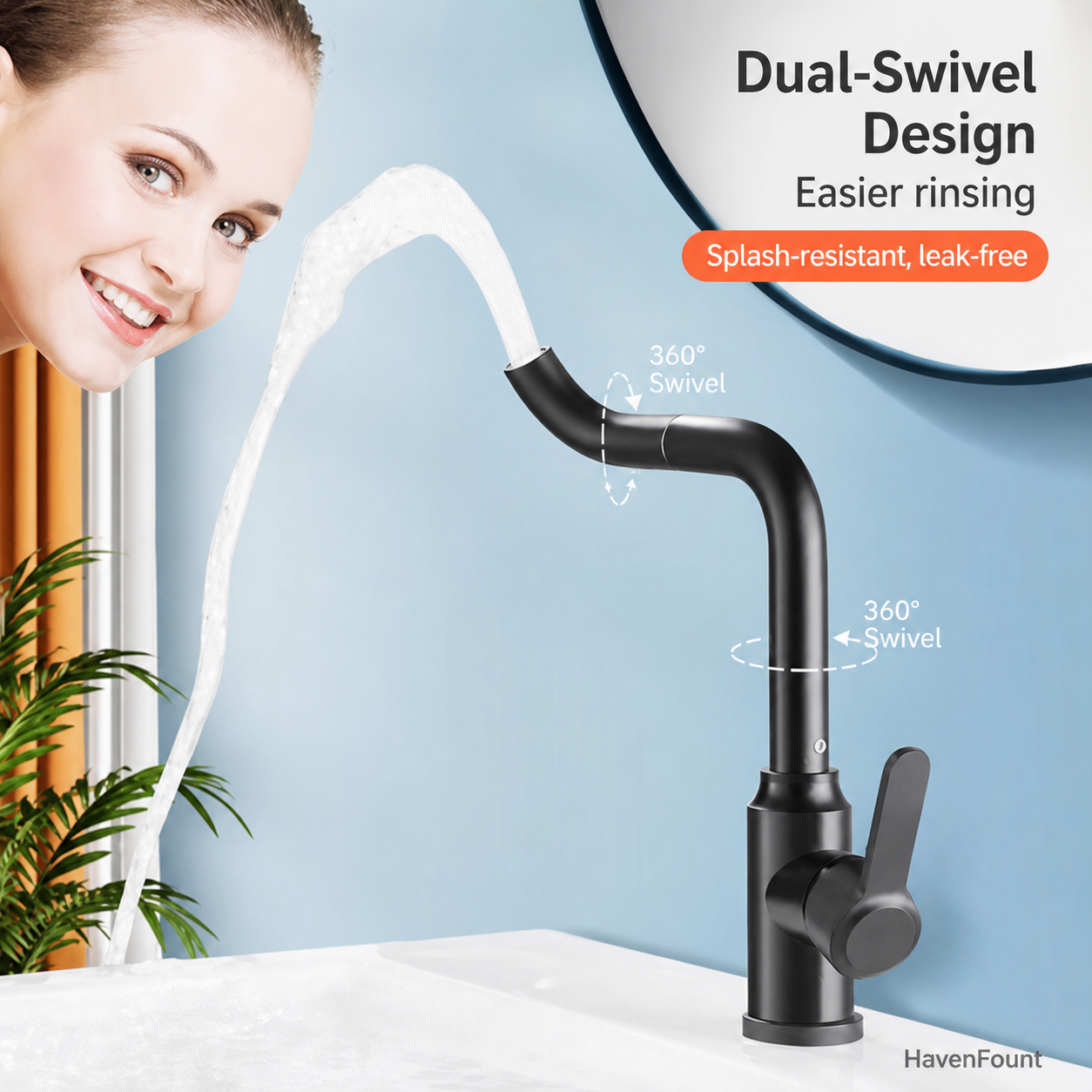 HavenFount SUS304 Rotating Kitchen Faucet | HF-0046