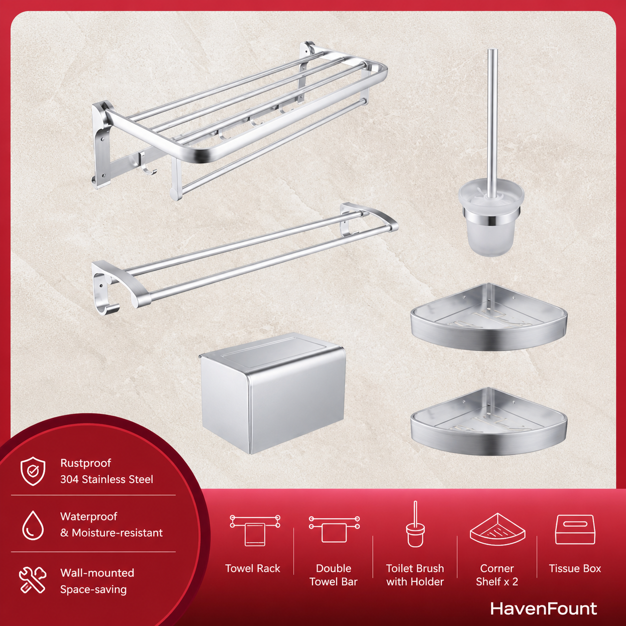 HavenFount Brass Chrome Bathroom Basin Faucet | HF-0071