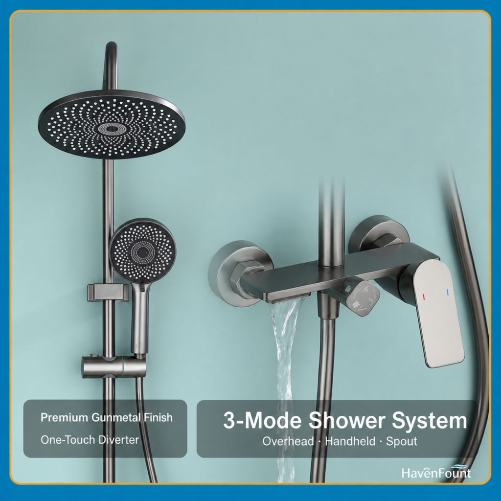 HavenFount Brass Rotating Bathroom Shower System | HF-0076