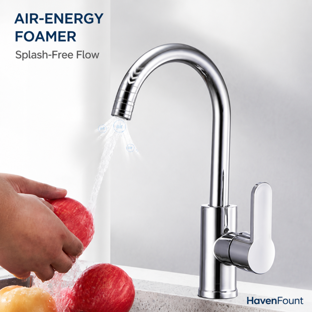 HavenFount Brass Rotating Kitchen Faucet | HF-0092