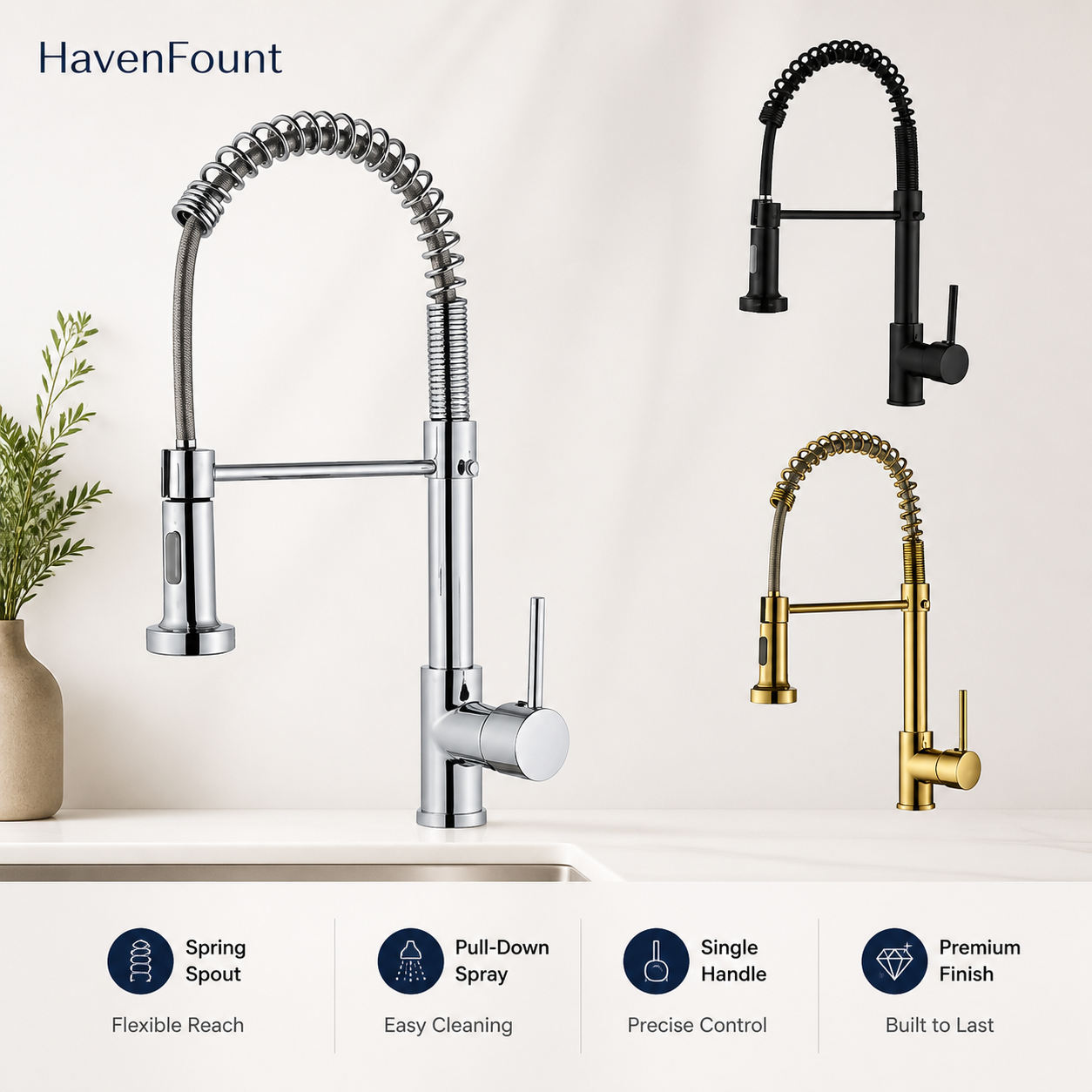 HavenFount SUS304 Pull-Out Kitchen Faucet | HF-0094