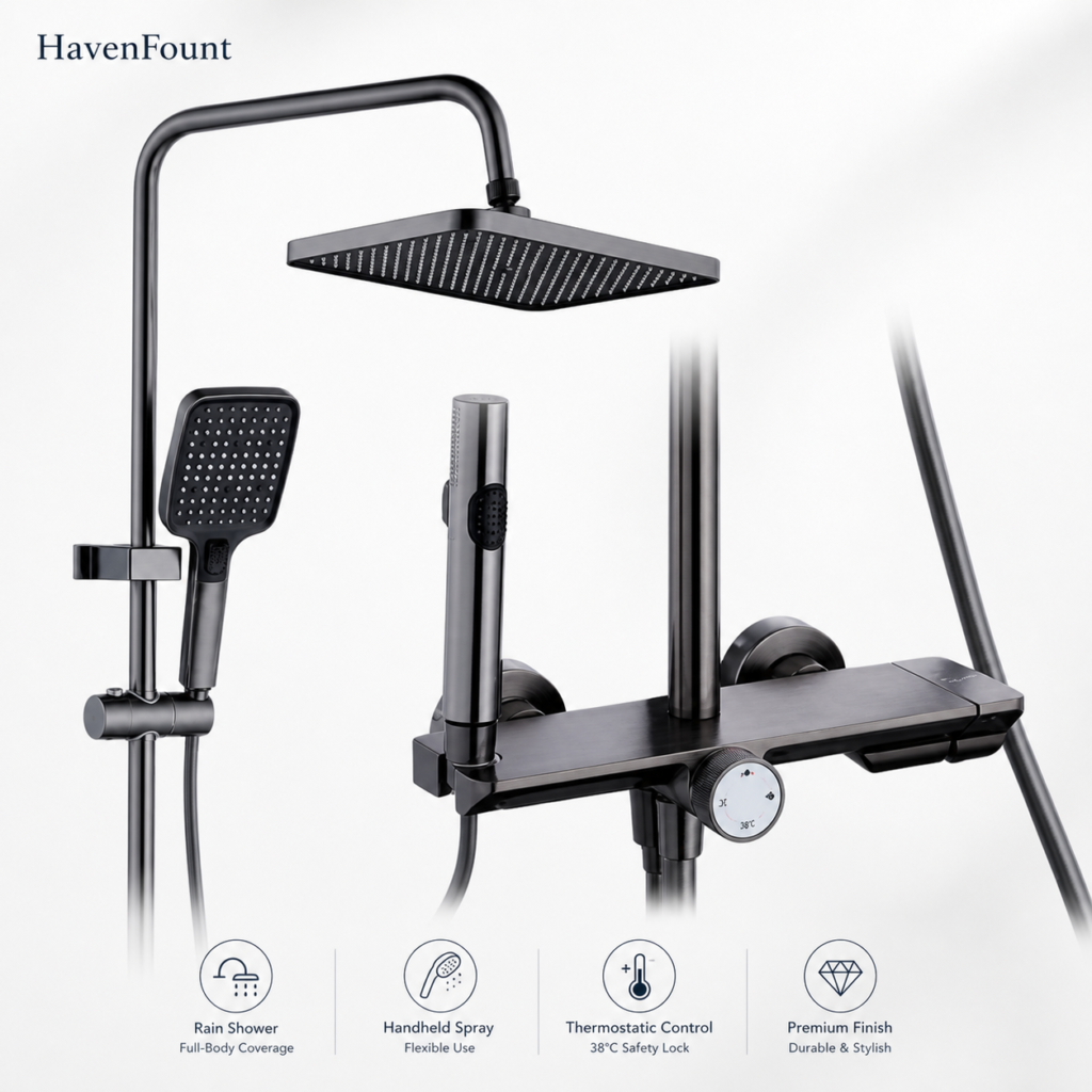 HavenFount Gunmetal Bathroom Shower System | HF-0100