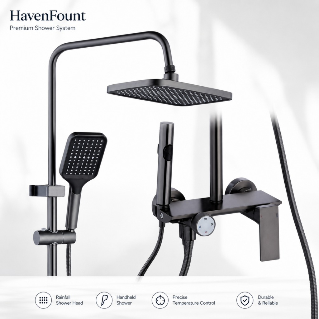 HavenFount Gunmetal Bathroom Shower System | HF-0101