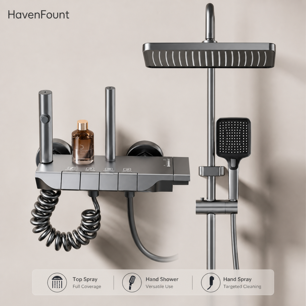 HavenFount Gunmetal Bathroom Shower System | HF-0122