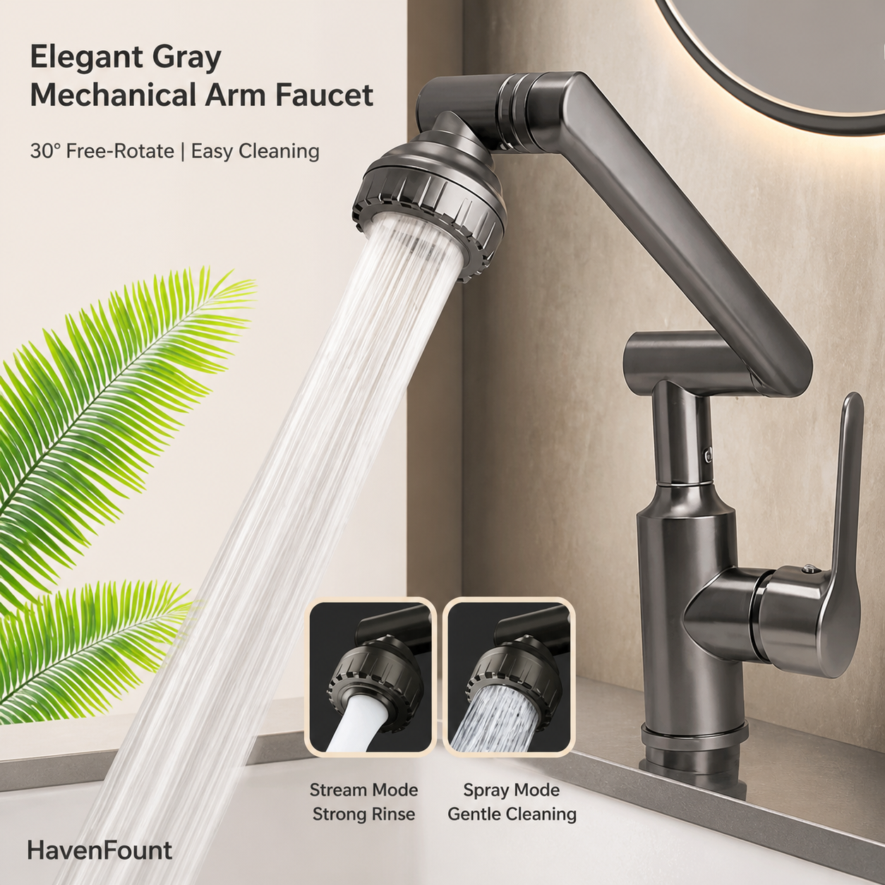 HavenFount SUS304 Rotating Bathroom Basin Faucet | HF-0129
