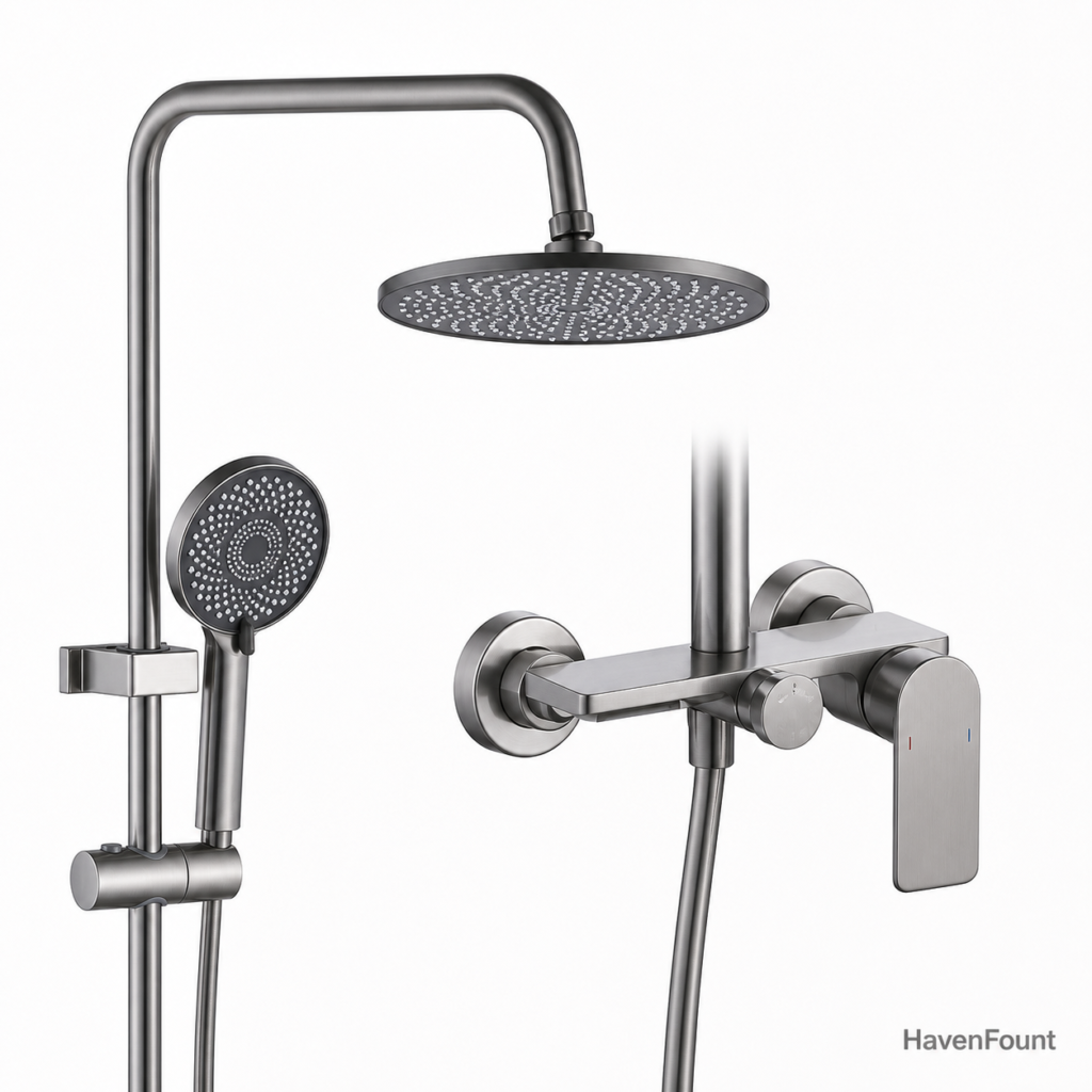 HavenFount Brass Gunmetal Bathroom Shower System | HF-0144