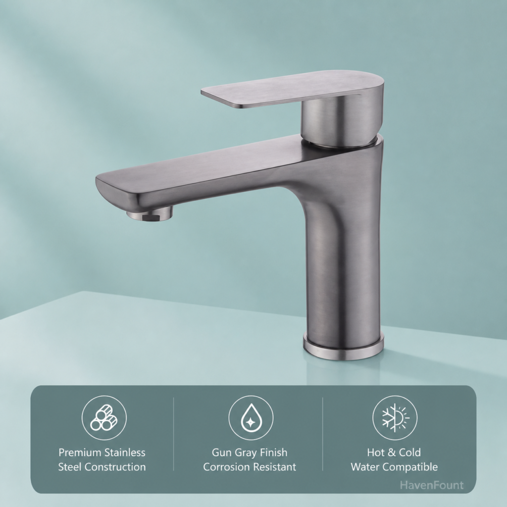 HavenFount SUS304 Gunmetal Bathroom Basin Faucet | HF-0152