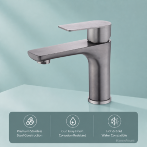 HavenFount SUS304 Gunmetal Bathroom Basin Faucet | HF-0152