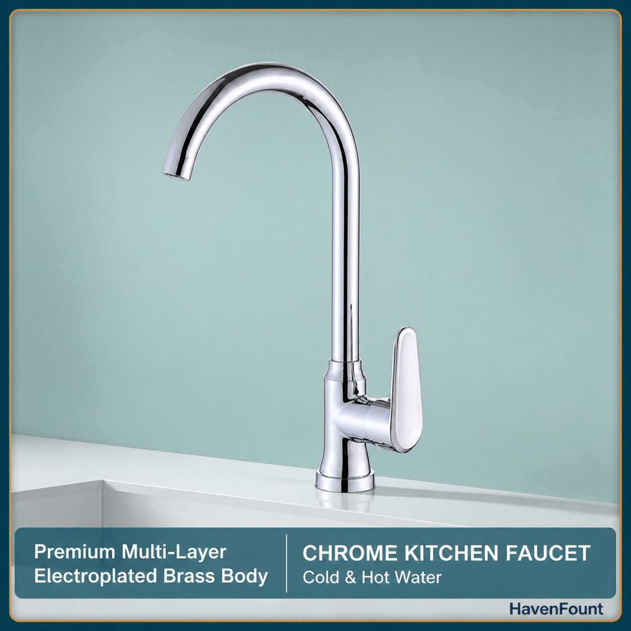 HavenFount Brass Chrome Rotating Kitchen Faucet | HF-0154