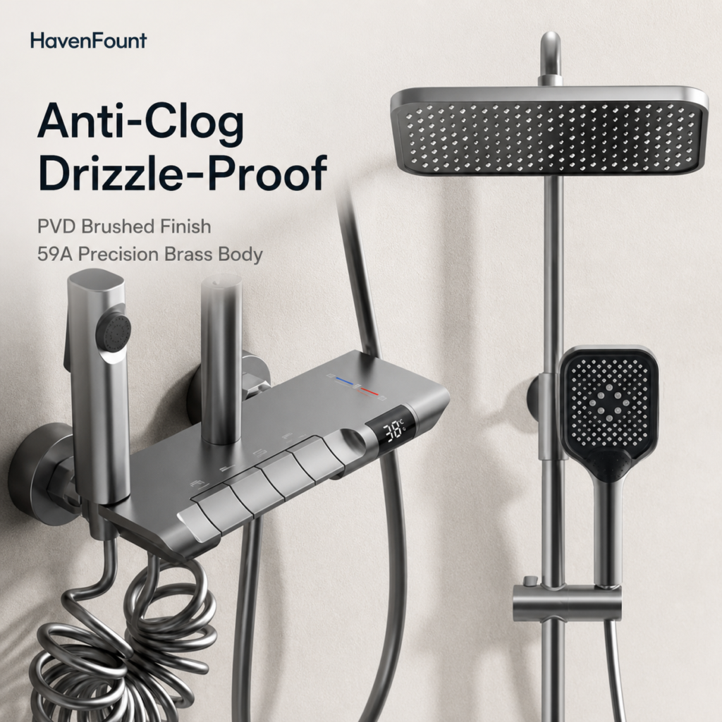 HavenFount Brass Gunmetal Bathroom Shower System | HF-0160
