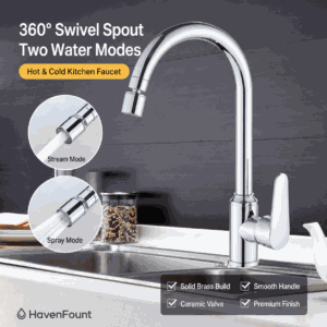 HavenFount Brass Rotating Kitchen Faucet | HF-0185
