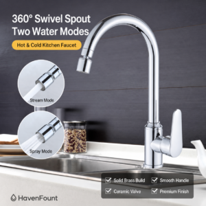 HavenFount Brass Rotating Kitchen Faucet | HF-0185