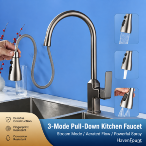 HavenFount Brass Gunmetal Pull-Out Kitchen Faucet | HF-0189