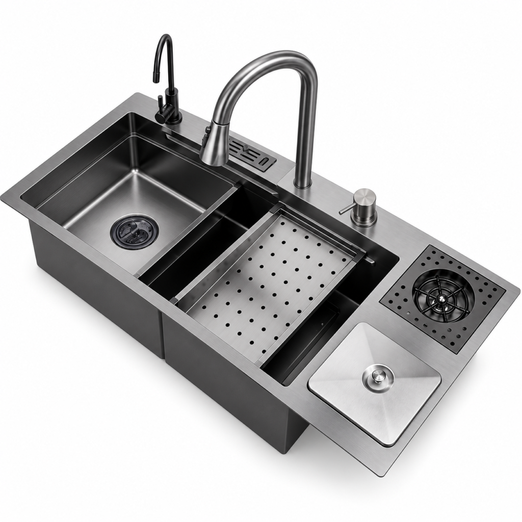 304 Stainless Steel Gunmetal Workstation Kitchen Sink
